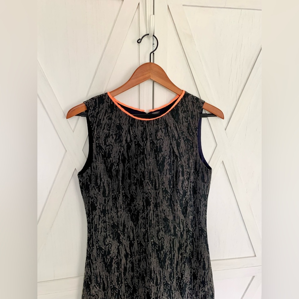 SOLD- Elie Tahari Marina Abstract Gray Jacquard Sheath Orange green Accent Dress - Picture 6 of 16